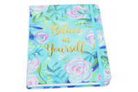 Bright Blue Green + Gold Foil Journal for Deepening your Self Confidence