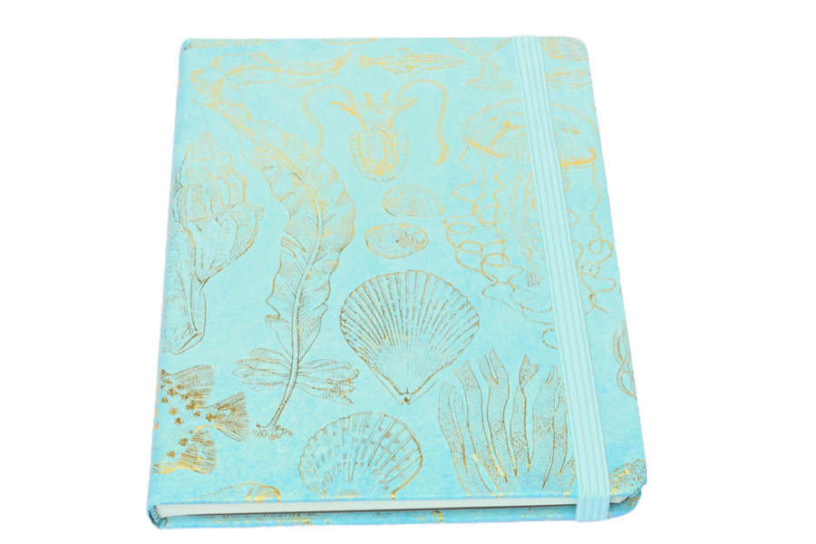 Tropical Blue Journal with Gorgeous Gold Foil Sea Creatures for Connecting with the Water Element