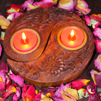 Yin Yang Tealight Wooden Candle Holder for Ultimate Balance + Harmony