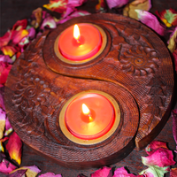 Yin Yang Tealight Wooden Candle Holder for Ultimate Balance + Harmony