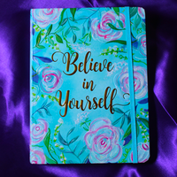 Bright Blue Green + Gold Foil Journal for Deepening your Self Confidence