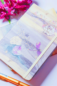 Sacred White Lotus Journal with Gold Foil + Dragonfly Spirit Animal for Recording your Purest Intentions