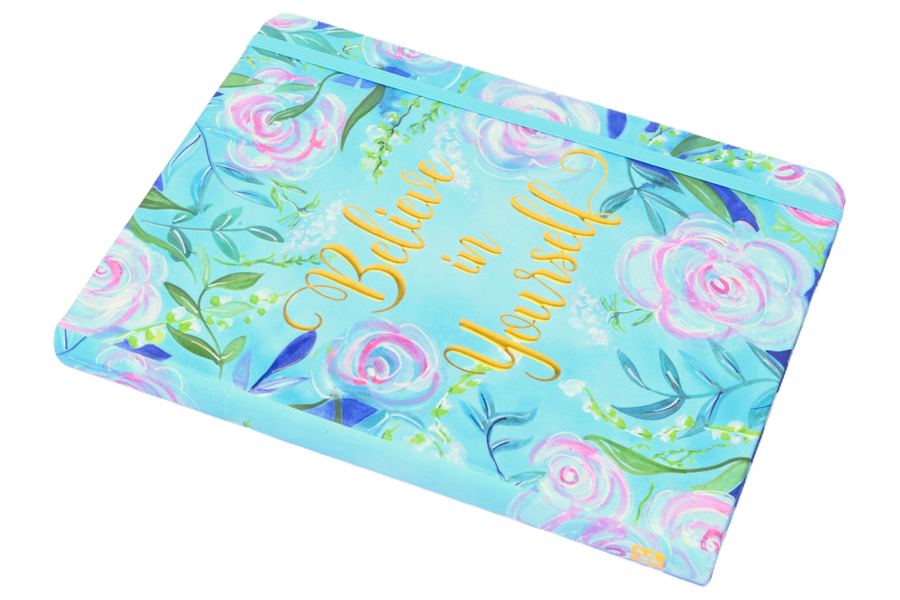 Bright Blue Green + Gold Foil Journal for Deepening your Self Confidence