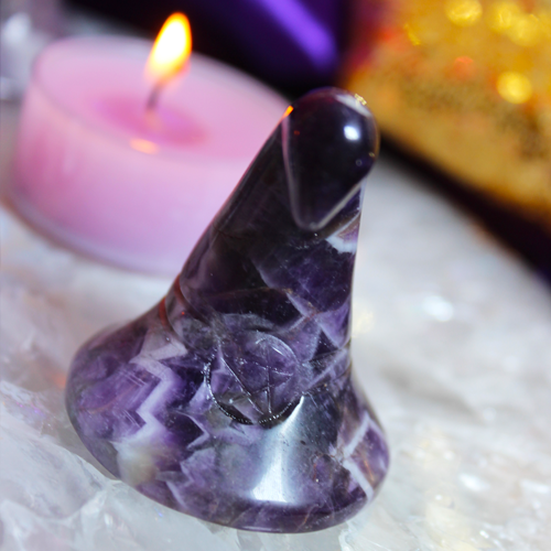 Amethyst Crystal Witch's + Wizard's Hat for Ultimate Psychic Channeling